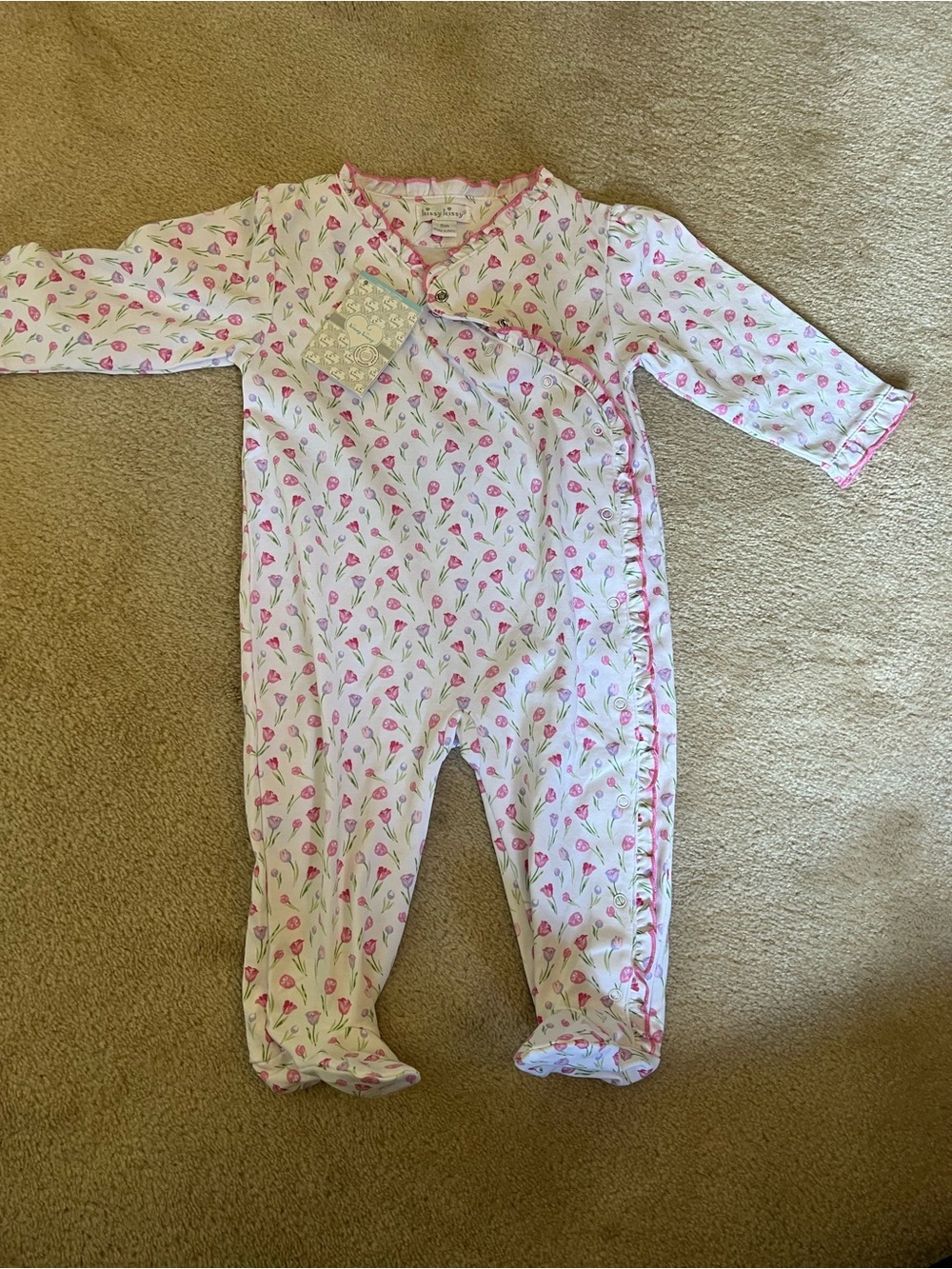 Timeless Tulips White Footie kissy kissy nwt size 9m